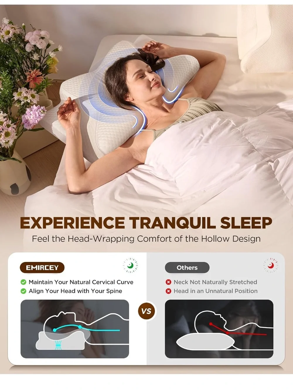Cervical neck pillow for sleeping cooling bed pillow